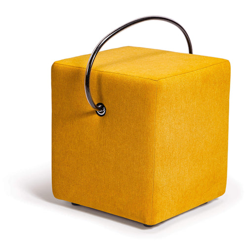 Classic Line Hocker in Gelb – tragbarer Sitzwürfel mit Tragegriff, Hockerhelden Handarbeit