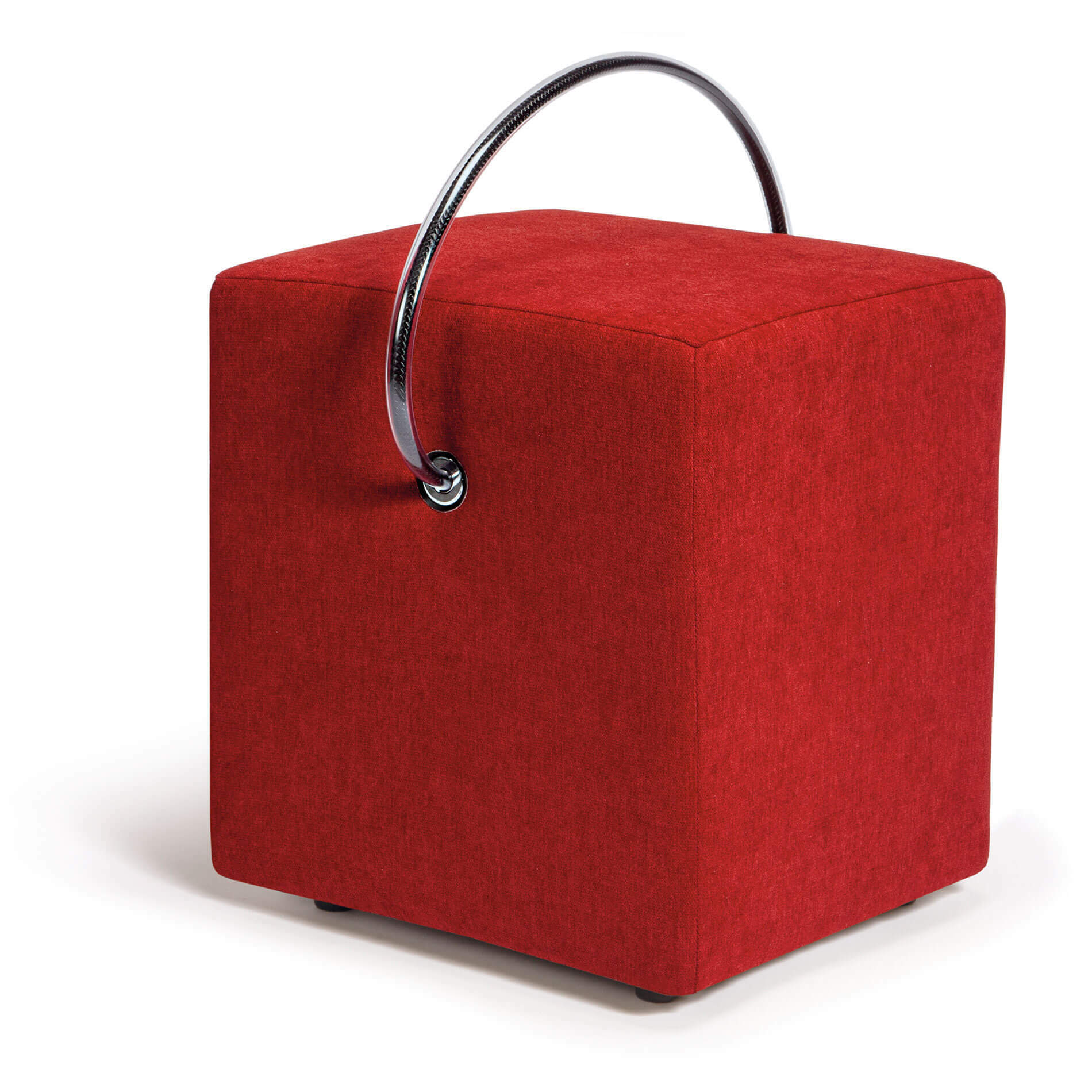 Classic Line Hocker in Rot – handgefertigt, tragbar mit Tragegriff, Hockerhelden Designmöbel