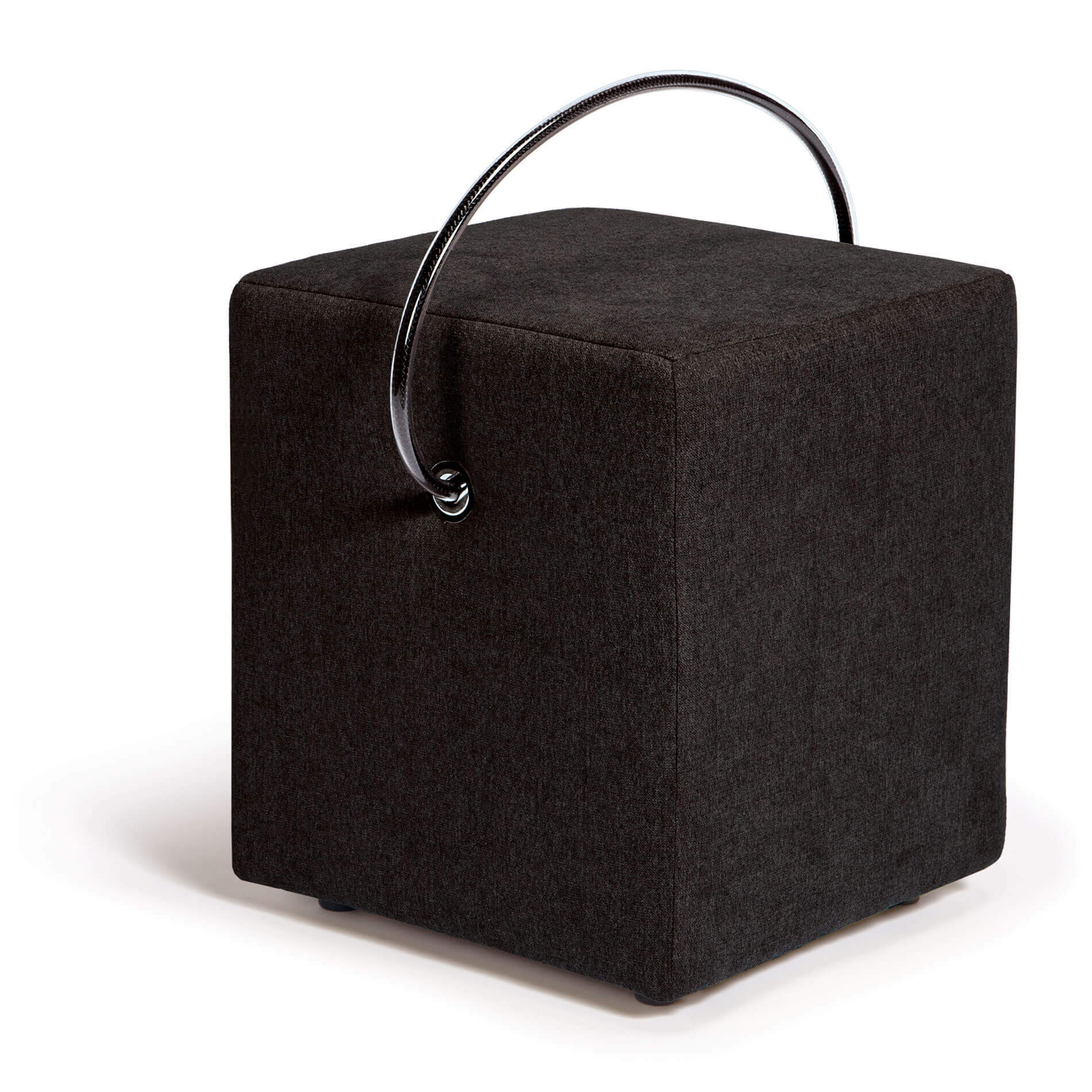 Classic Line Hocker in Schwarz – handgefertigt, tragbar mit Tragegriff, zeitloses Design