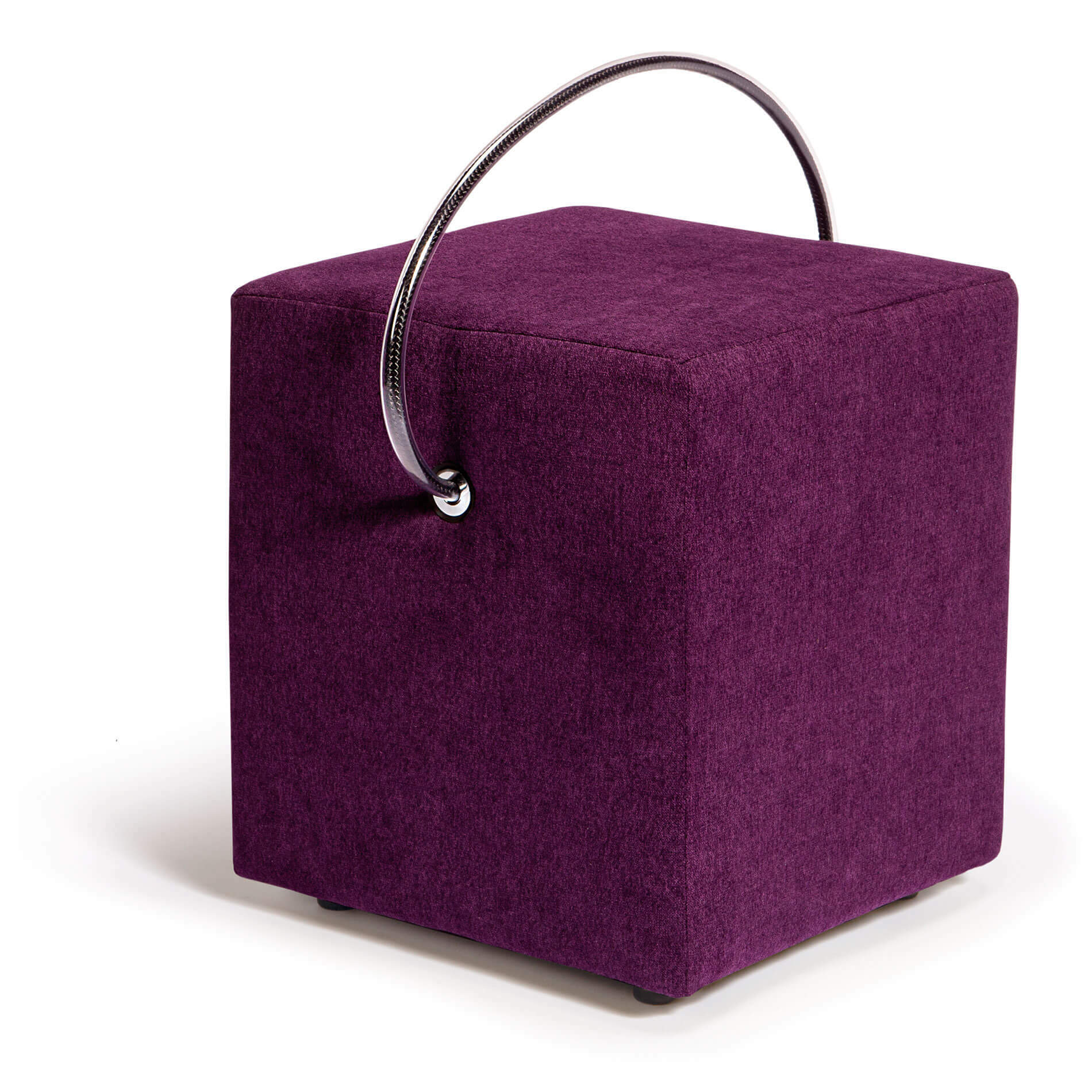 Classic Line Hocker in Violett – tragbares Polstermöbel mit Tragegriff, Hockerhelden