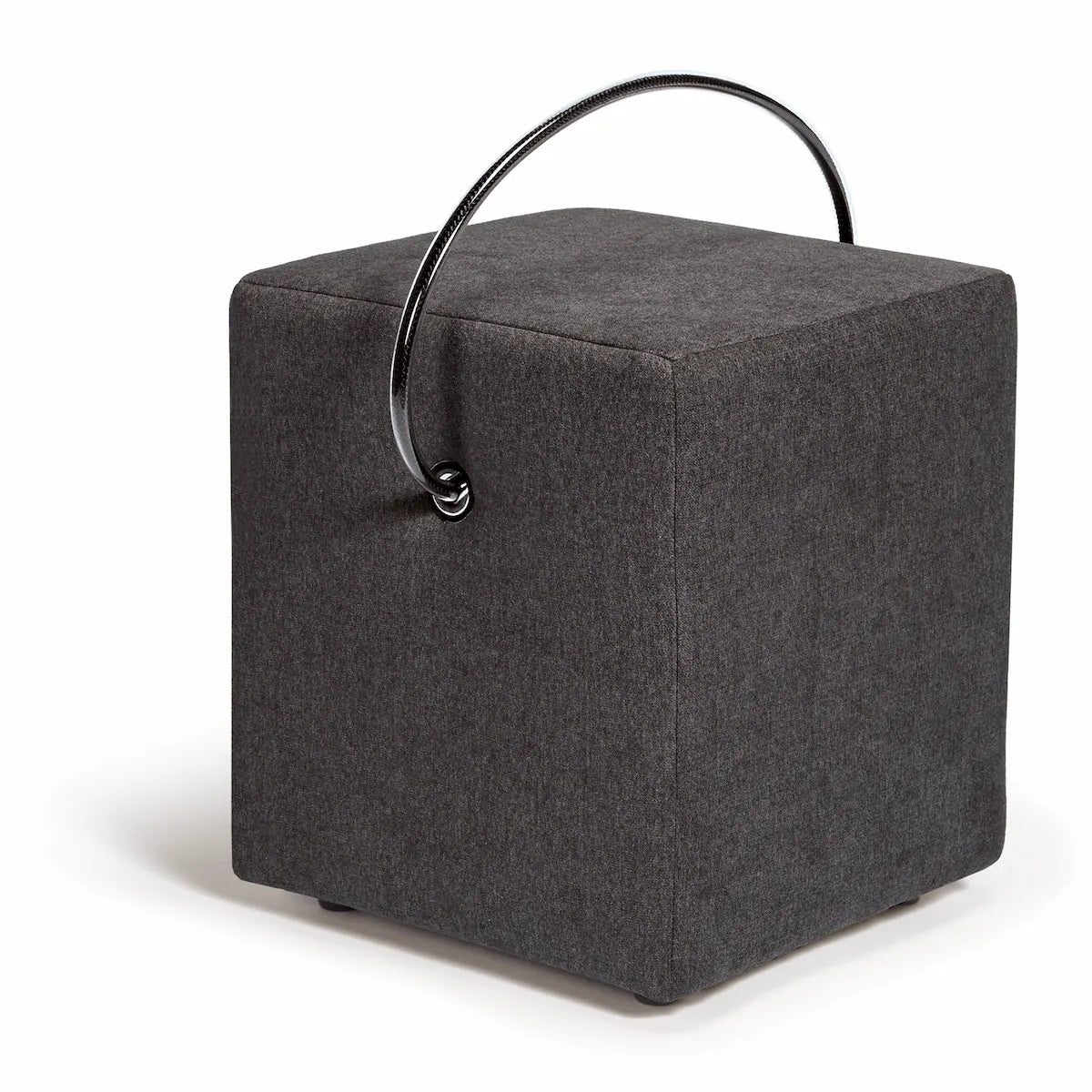 Classic-Line-Design-Hocker in Anthrazit – gepolstert, mit Tragegriff, Hockerhelden Manufaktur