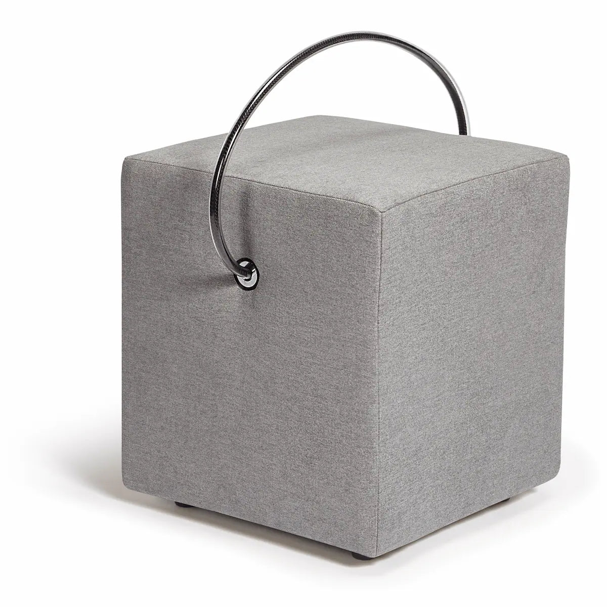 Classic-Line-Design-Hocker in Grau – gepolstert, mit Tragegriff, Hockerhelden Manufaktur