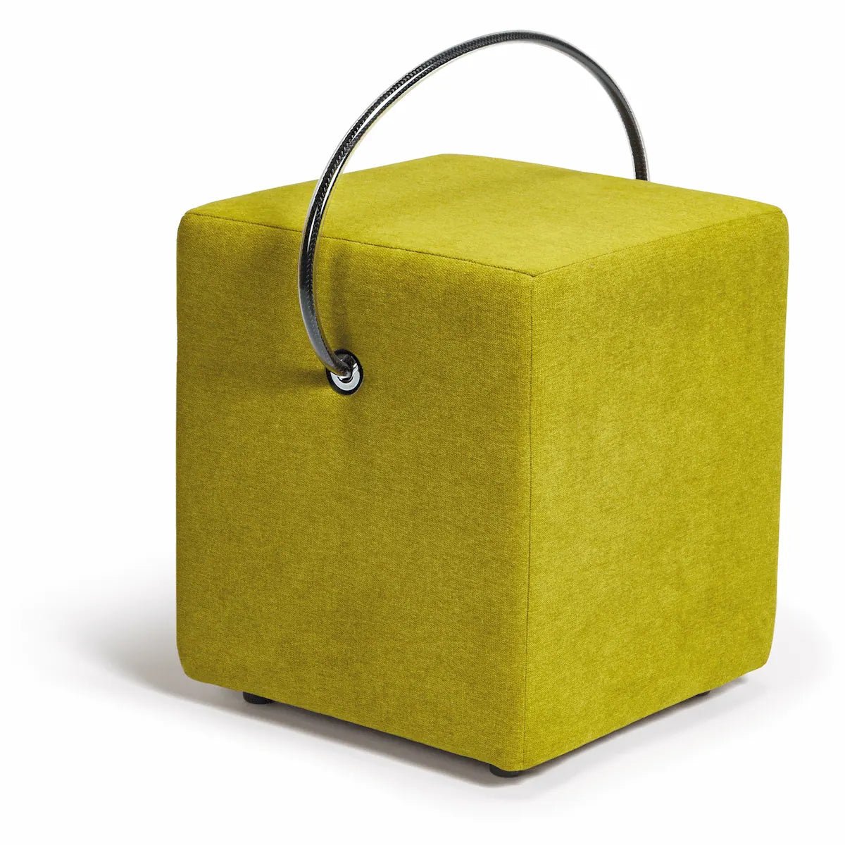 Classic-Line-Design-Hocker in Grün – gepolstert, mit Tragegriff, Hockerhelden Manufaktur
