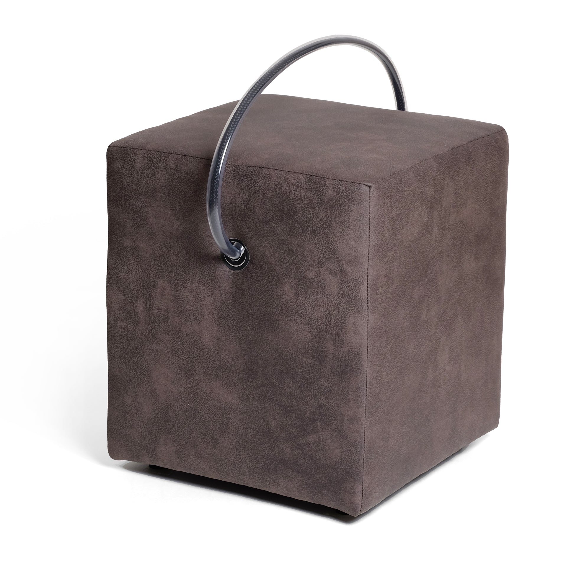 Designhocker & Polsterhocker Lederoptik Dunkelbraun mit Tragegriff – Classic Line | Hockerhelden® Classic Line Polsterhocker - Hockerhelden – Designhocker & Farbvarianten