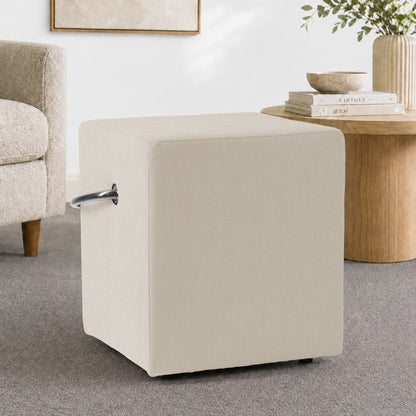 Polsterhocker Beige mit Griff Polsterhocker - Hockerhelden