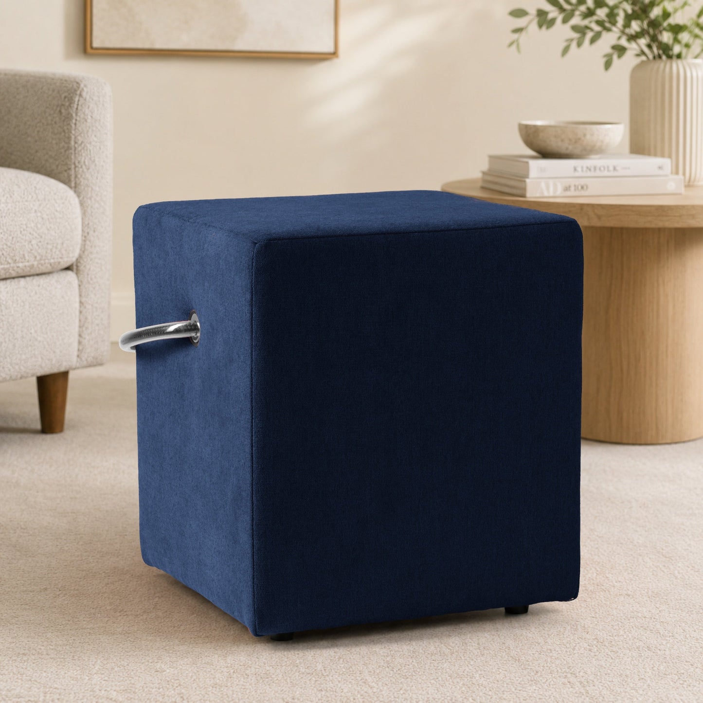 Polsterhocker Blau mit Griff Polsterhocker - Hockerhelden