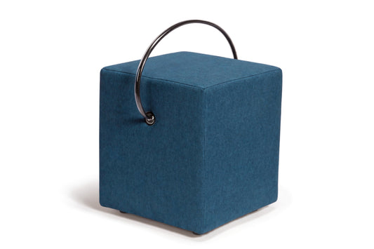 Polsterhocker Blau – leichter Hocker mit Tragegriff, tragbarer Designhocker unter 4 kg Polsterhocker - Hockerhelden – Handgefertigte Polsterhocker