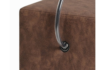 Polsterhocker Braun Lederoptik mit Griff Polsterhocker Lederoptik - Hockerhelden – Handgefertigte Polsterhocker