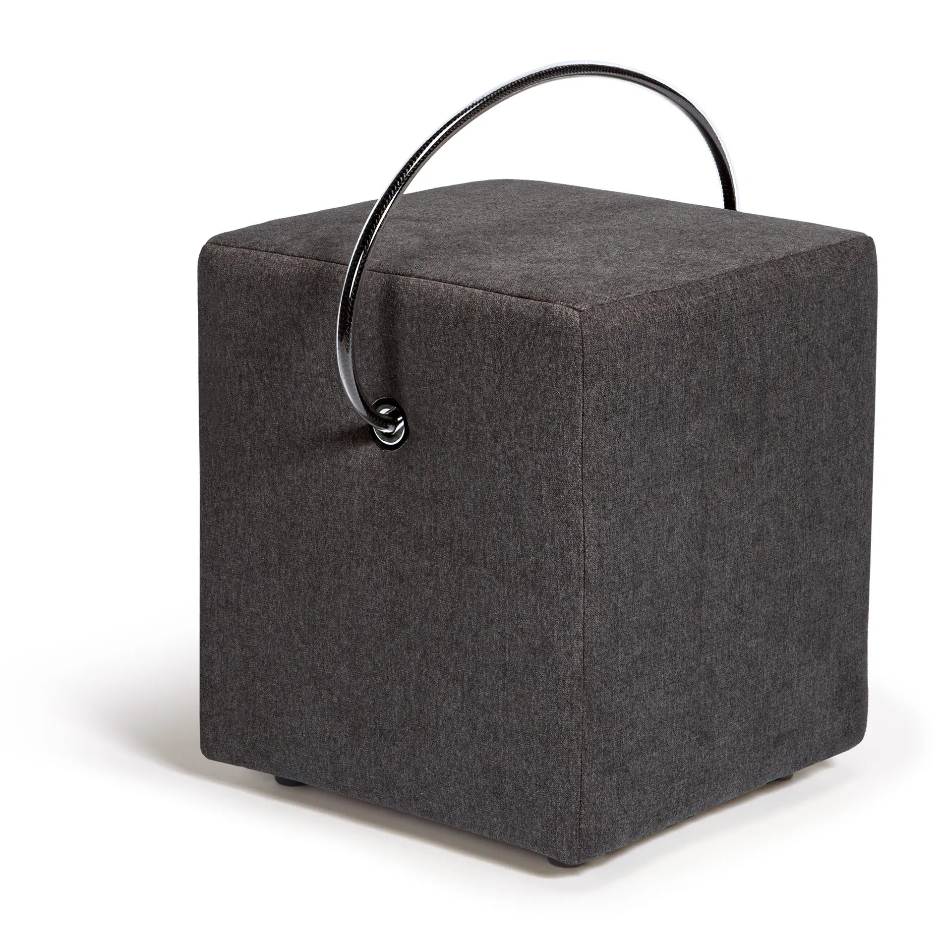 Polsterhocker in Anthrazit mit Tragegriff – handgefertigt in Heidelberg Polsterhocker - Hockerhelden – Handgefertigte Polsterhocker