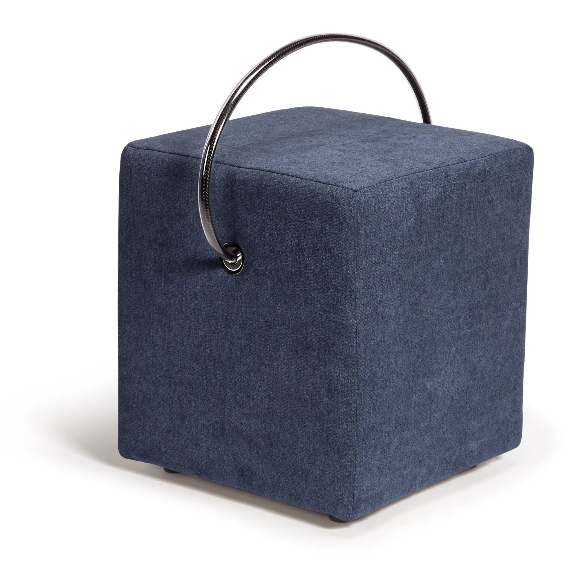 Polsterhocker in Blau mit Tragegriff – handgefertigt in Heidelberg Polsterhocker - Hockerhelden – Handgefertigte Polsterhocker