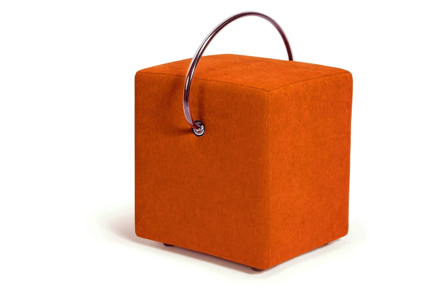 Polsterhocker Orange – leichter Hocker mit Tragegriff, tragbarer Designhocker unter 4 kg Polsterhocker - Hockerhelden – Handgefertigte Polsterhocker