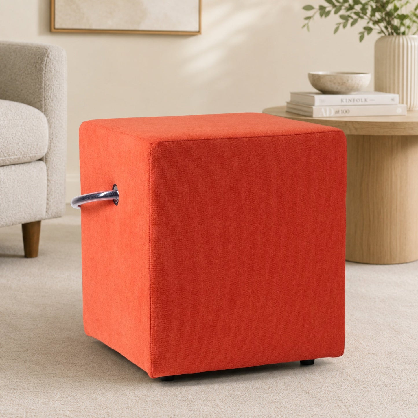 Polsterhocker Orange mit Griff Polsterhocker - Hockerhelden