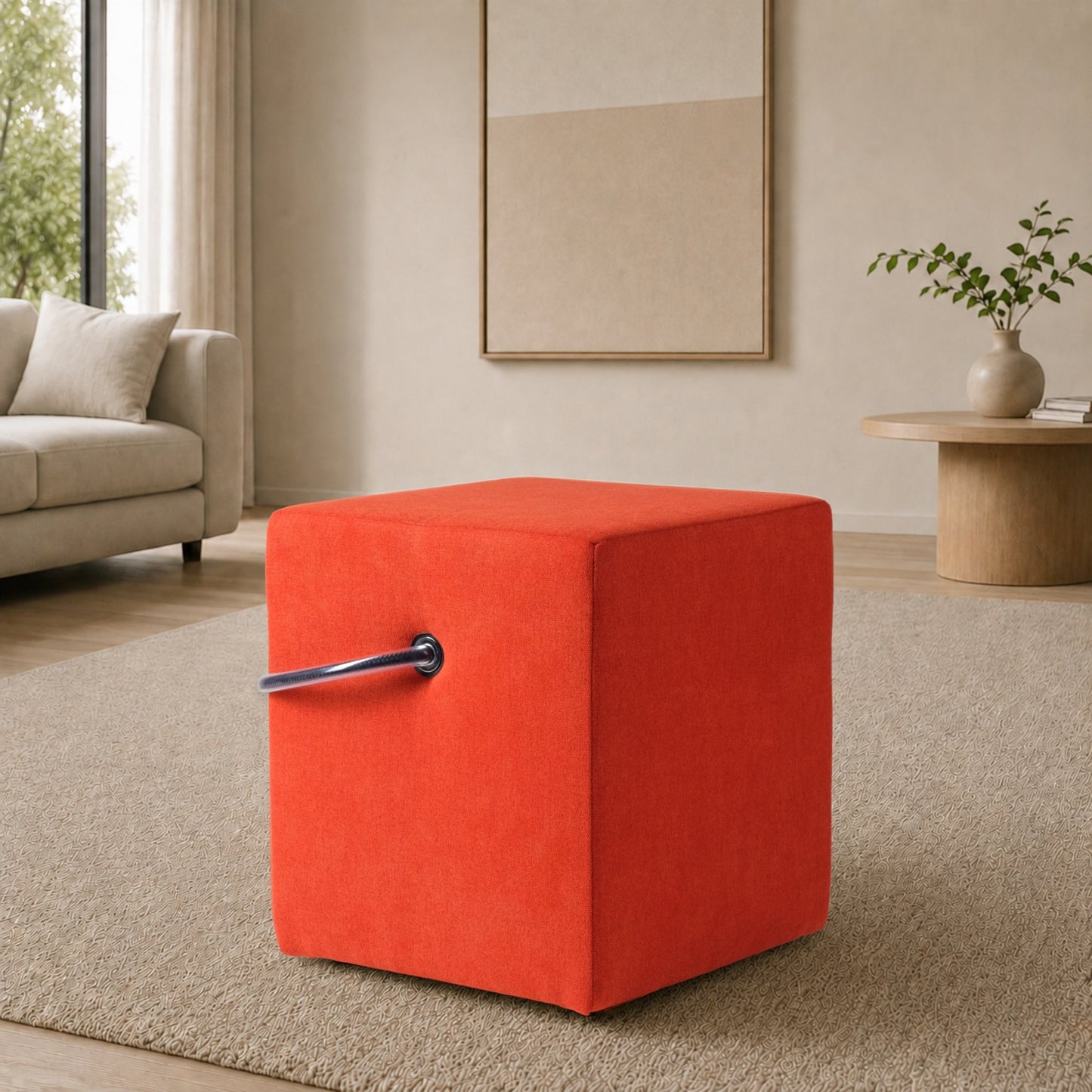 Polsterhocker Orange mit Griff Polsterhocker - Hockerhelden