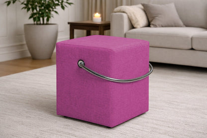 Polsterhocker Rosa mit Griff Polsterhocker - Hockerhelden – Handgefertigte Polsterhocker