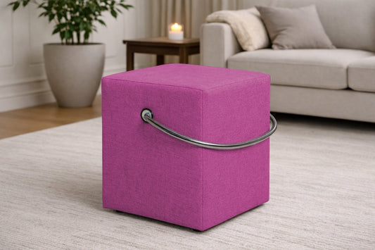 Polsterhocker Rosa mit Griff Polsterhocker - Hockerhelden – Handgefertigte Polsterhocker
