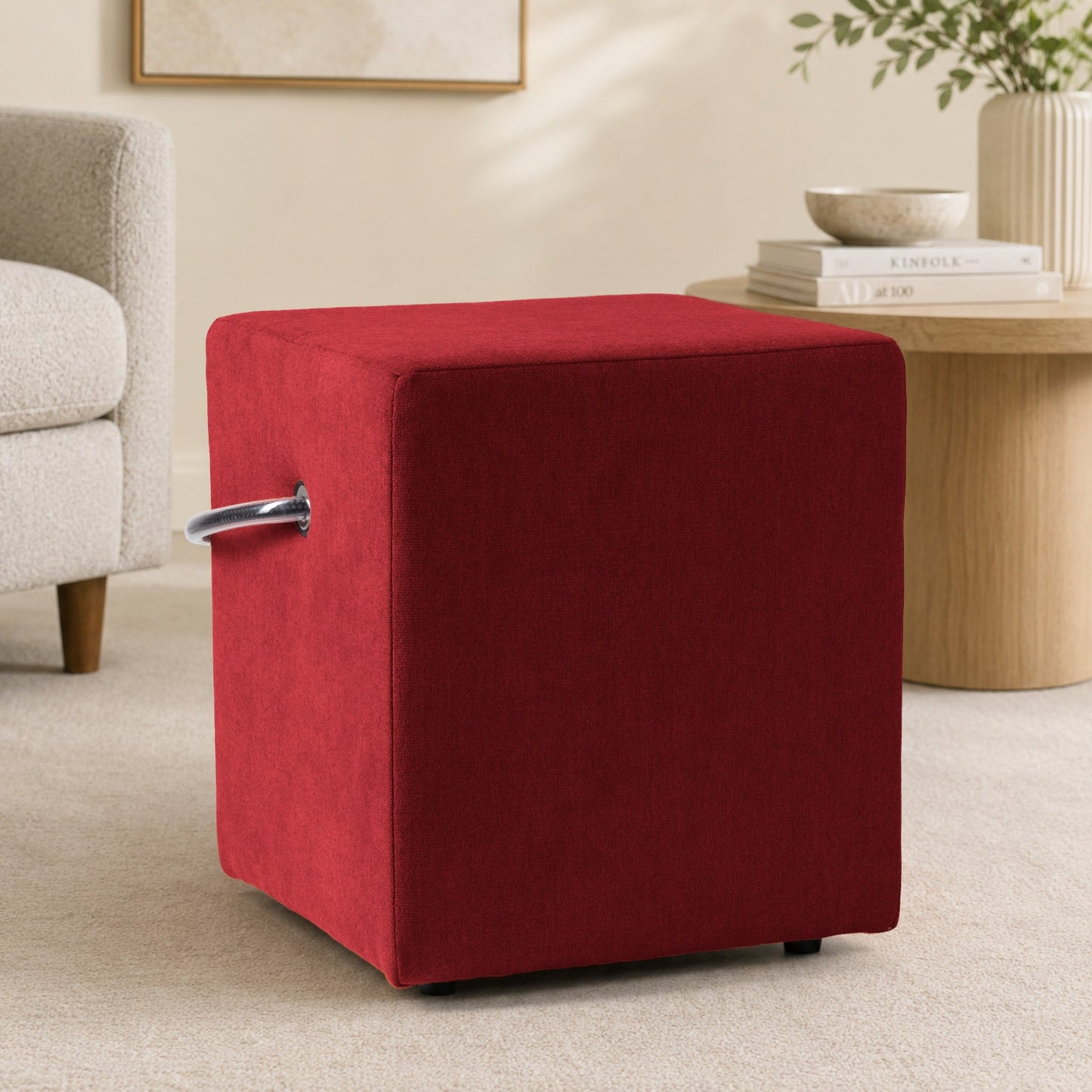 Polsterhocker Rot mit Griff Polsterhocker - Hockerhelden